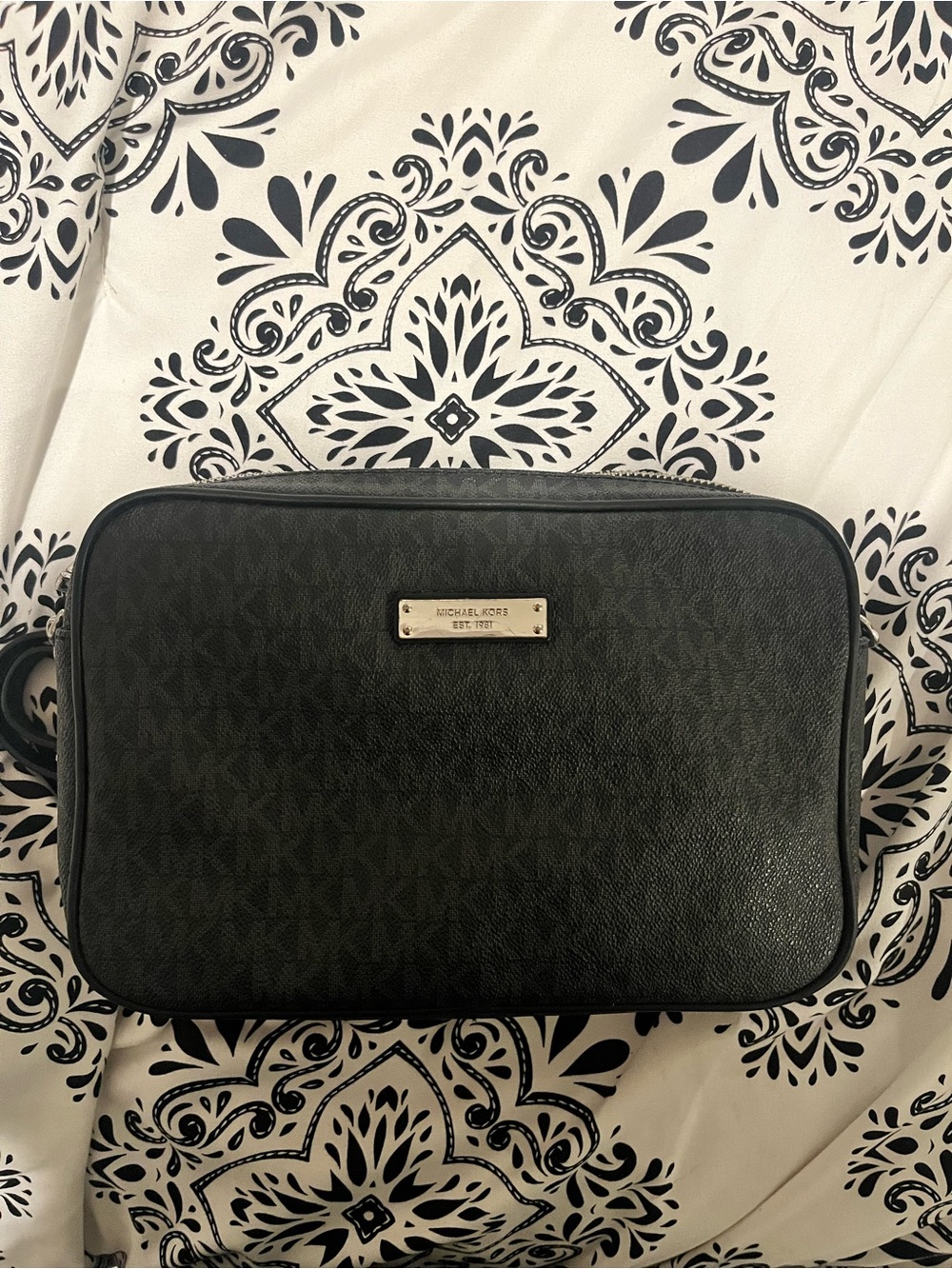 Michael Kors Black Toiletry Bag with Gold Accent